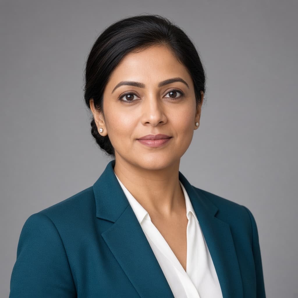 Portrait of Dr. Priya Nandakumar, Head of AI Systems at Ascendedly